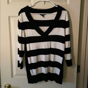 Style & Co 2X Black/White Striped Sweater
